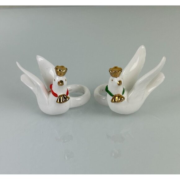 Napcoware Dove Taper Candle Huggers Christmas Holiday Decor Ceramic Taiwan VTG - Picture 2 of 16